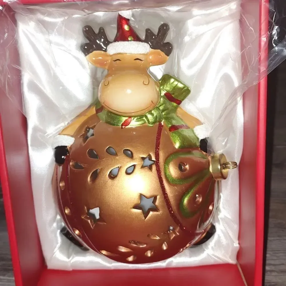 Home Reflections Reindeer Ornament Luminary Flameless Multi Color Candle